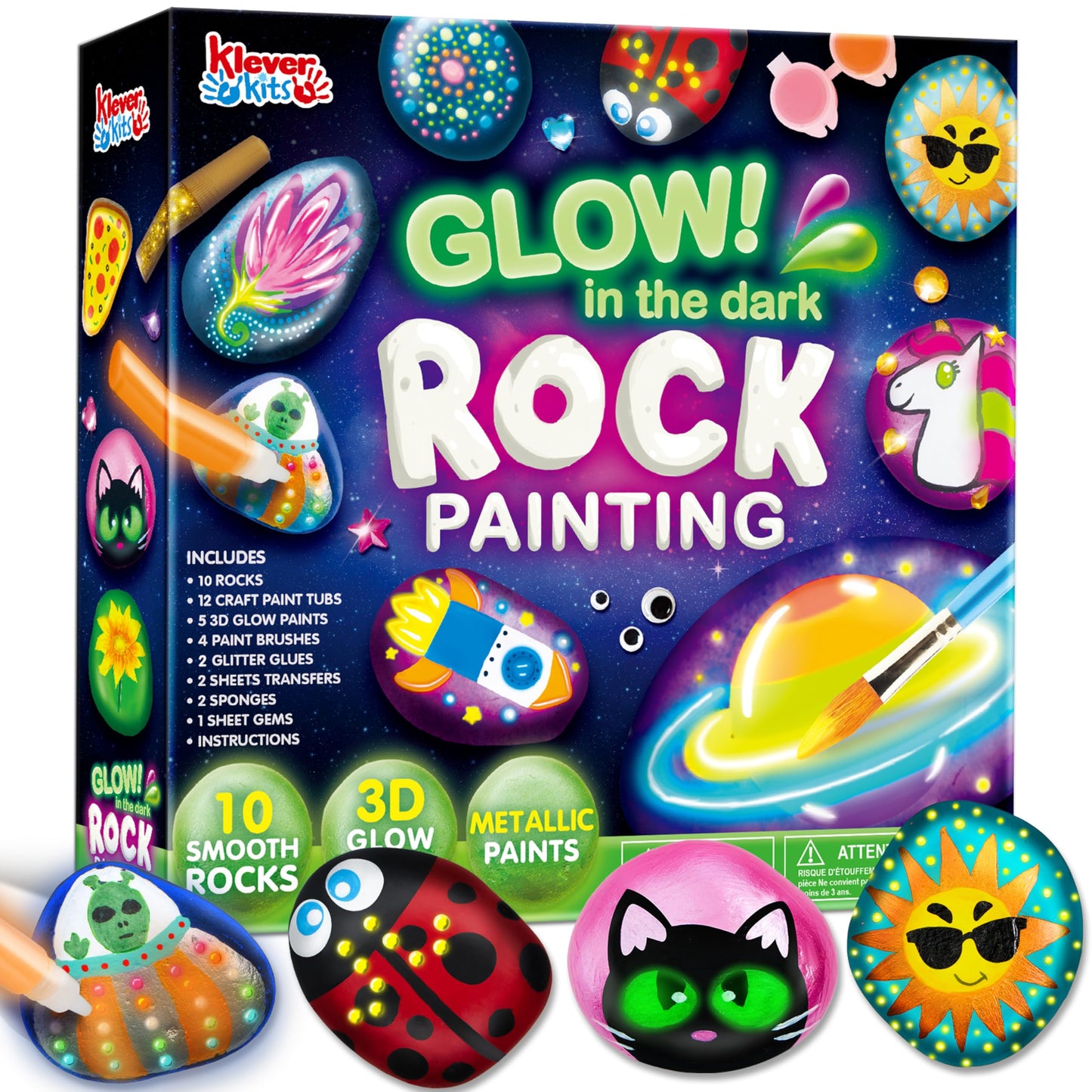 JOYIN Rock Painting Kit for Kids, Arts and Crafts for Girls & Boys Ages 6-12, DIY Supplies for Painting Rocks, Easter Craft Kits Art Set, Toddler Birthday Christmas Presents, Family Indoor Activity